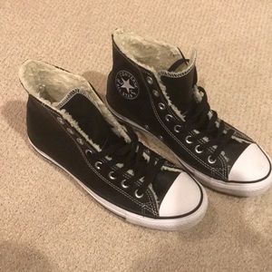 Never been worn Converse with fur